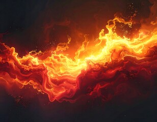 Abstract fiery flow against a dark background