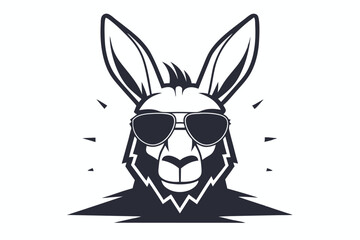 Stylish kangaroo with sunglasses displays a cool vibe in a black and white image