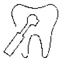 dentist tooth pixel icon, 8-bit. Isolated vector illustration.