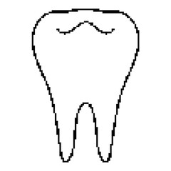 dentist tooth pixel icon, 8-bit. Isolated vector illustration.