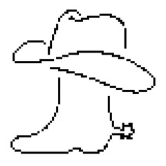cowboy shoes pixel icon, 8-bit. Isolated vector illustration.