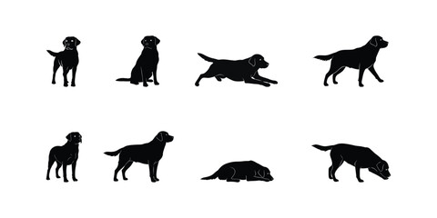 Labrador Dog Icon Set with Various Poses and Activities