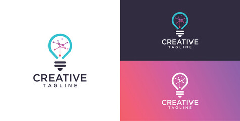 Light bulb technology logo icon design
