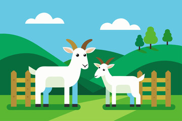 Goats in Green Meadow