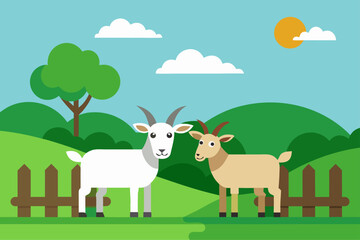Goats in Green Meadow