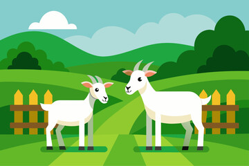 Goats in Green Meadow