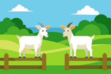 Goats in Green Meadow