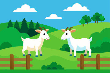 Goats in Green Meadow