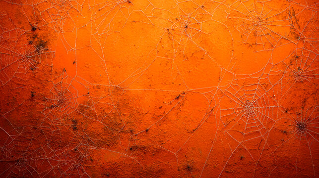 Vintage orange red grunge texture background with spider web patterns stains and weathered surface - Powered by Adobe