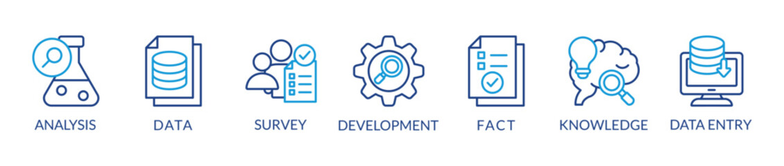 Banner research vector illustration concept with keywords and icons