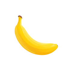 Bright Yellow Single Banana Digital Art Isolated Graphic Element