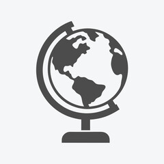 The gray world globe with stand presents the American continents clearly displayed for exploration