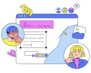 Team working on one project online