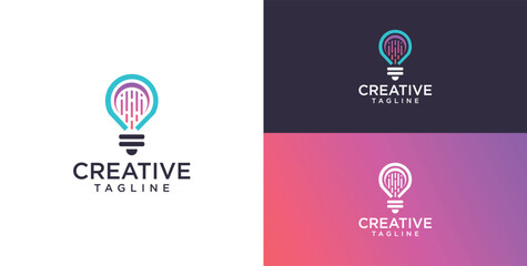 Light bulb technology logo icon design