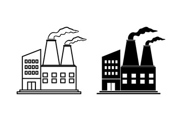 Factory icon. Line style for website or mobile app. Flat vector illustration design isolated on white background.