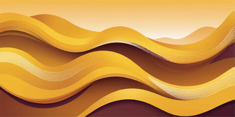Abstract vector background illustration with yellow and orange waves of color and curve lines forming an artistic pattern design for a modern wallpaper or banner template