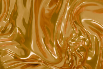 Abstract golden liquid texture with smooth metallic waves and glossy reflections, perfect for luxury backgrounds, design elements, or creative digital artwork. 3d render cloth fold fiber fabric