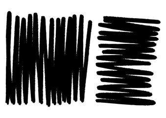 Abstract Scribble Patterns Black Lines and Textured Brushstrokes on a White Background