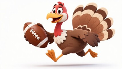 Cartoon turkey running with a football