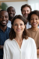 Obraz premium Group of diverse smiling adults in casual attire