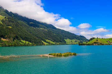 Fototapeta premium Scenic view of Lake Lungern in Obwalden canton, Switzerland