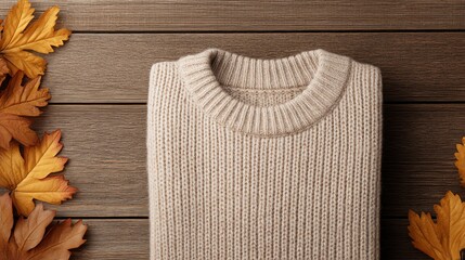 Rustic sweater mockup with farmhouse fall background