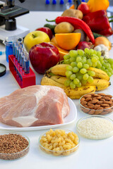 Food Quality Testing: Microscope and Fresh Fruits and Vegetables