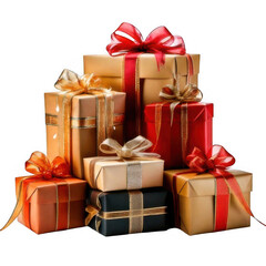 Obraz premium a group of wrapped presents isolated on white and transparent background