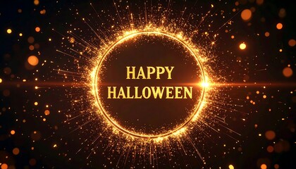 Golden ring explodes with Happy Halloween message