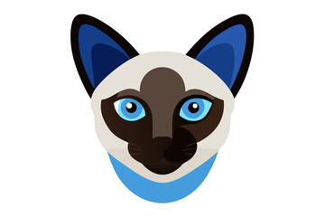 A close-up portrait of a Siamese cat with blue eyes