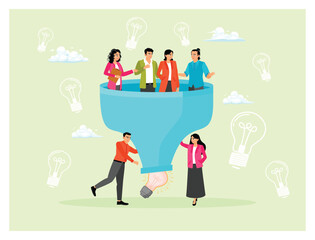 The concept of a marketing funnel or sales conversion.