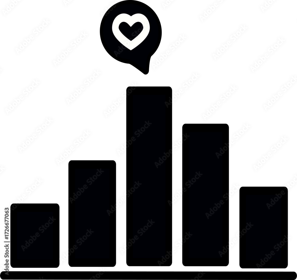 Aufkleber bar chart and heart icon. achievement symbol. vector graphics and not artificial intelligence, logo 