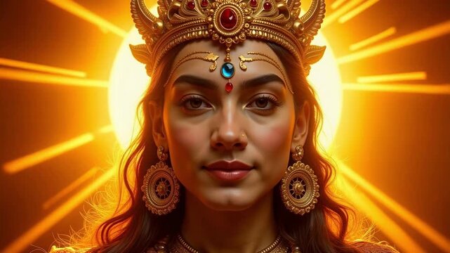 Radiant Lord Surya Blessing with Sun Flare, A 4K Hindu Deity Video for Devotion, Spirituality, and Indian Culture, Perfect for Religious Projects