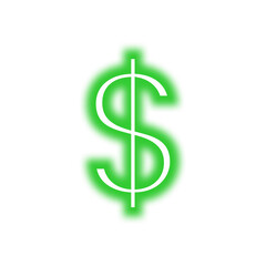 Obraz premium A glowing green dollar sign symbol isolated on a white background, representing finance and currency.