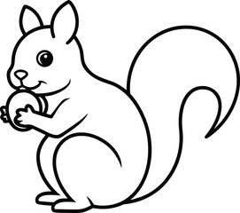 cute squirrel holding an acorn vector illustration