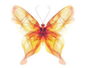 Abstract line art butterfly design illustration Isolated on a transparent background