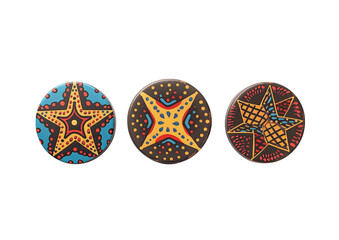 African tribal pattern star badge collection Isolated on a transparent background