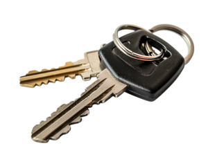 Car key with travel keychain icon Isolated on a transparent background