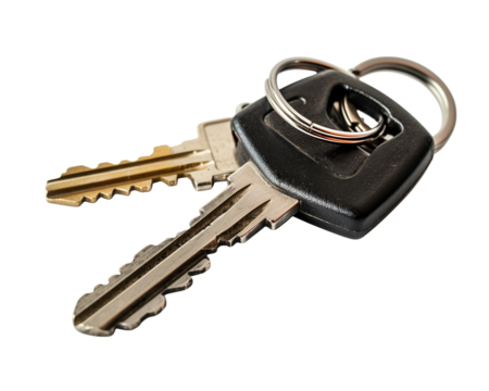 Car key with travel keychain icon Isolated on a transparent background