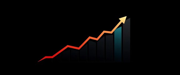 Dynamic upward trending business chart on sleek black background, business,  chart
