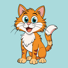 Obraz premium Cartoon orange cat sitting