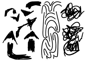 A Collection of Hand-Drawn Arrow and Abstract Scribble Icons on a White Background, Perfect for Digital Design and Infographics