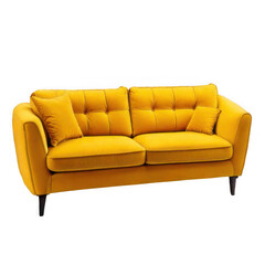 Fototapeta premium A yellow sofa isolated on a transparent background.