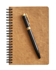 Fitness journal notebook with pen Isolated on a transparent background