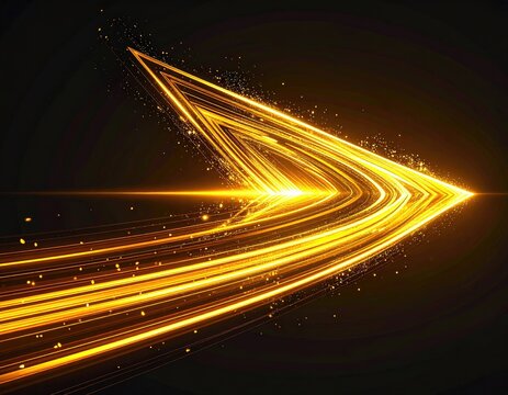 Golden arrow trails against dark background