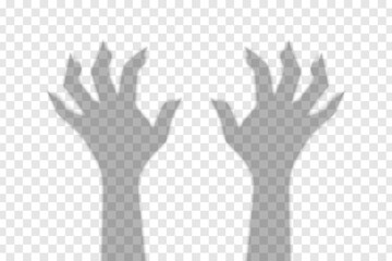 Shadows of an evil hands with claws. Halloween decoration on transparent background. Vector illustration