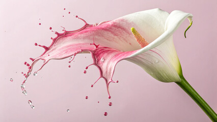 Elegant Calla Lily with an artistic splash of vibrant pink.