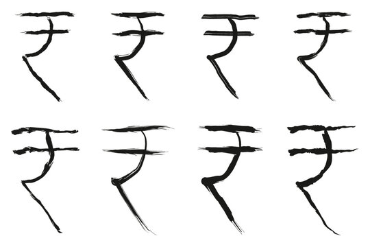 Indian rupee currency symbol vector art, icons, and graphics in brush stroke