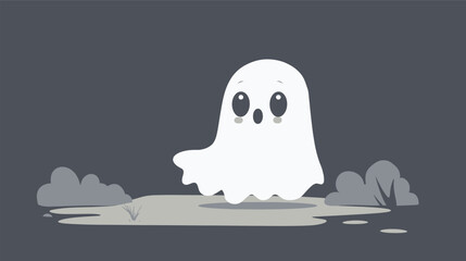 Cute ghost peeking around and checking the area illustration