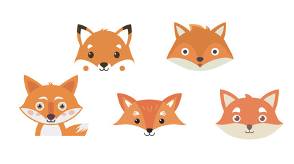 Cute orange fox face illustration